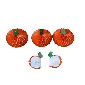 5 VTG 1950s Beistle Halloween Thanksgiving Fall Honeycomb Pumpkins Centerpieces